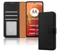 iCatchy Étui portefeuille en cuir pour Motorola Moto G15 / Moto G05 / Moto E15 - Avec support magnétique - Protection RFID - Compatible avec Motorola G15 / E15 / G05 (noir)