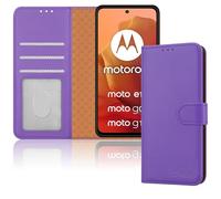 iCatchy Étui portefeuille en cuir pour Motorola Moto G15 / Moto G05 / Moto E15 - Avec support magnétique - Protection RFID - Compatible avec Motorola G15 / E15 / G05 (lilas)