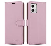 iCatchy Étui portefeuille en cuir pour Motorola Moto G73 5G - Avec fentes pour cartes et béquille - Pour Motorola G73 - Or rose
