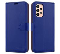 iCatchy Étui portefeuille en cuir pour Samsung Galaxy A23 5G/Galaxy M23 avec support et fentes pour cartes et béquille pour Samsung Galaxy A23 Bleu