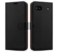 iCatchy Étui pour Google Pixel 6A, portefeuille en cuir [support de vue] Fermeture magnétique [béquille ] Emplacements pour cartes compatible avec téléphone Pixel 6A (Noir)