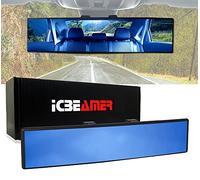 ICBEAMER Rétroviseur d'angle mort panoramique universel avec surface plate bleue 270 mm