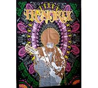 ICC Jimi Hendrix Poster mural à suspendre Motif guitare 762 x 1016 cm Jimmie Hendrix Classic Rock Legend Musique Tapisserie Jimmy Bohème Décoration psychédélique Hippie Grande décoration vintage Noir