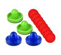 ICDKOYK 4 poussoirs de Air Hockey et 8 palets de 2,5 Pouces pour Tables Jeux familiales et fêtes Bleu et Vert, Bleu et Vert, 96x60mm