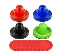 ICDKOYK 4 poussoirs de Air Hockey et 8 palets de 2,5 Pouces pour Tables Jeux familiales et fêtes Bleu et Vert, 4 Couleurs, 96x60mm