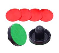 ICDKOYK Ensemble de Mini-poussoirs et palets de Hockey sur air, Petites Raquettes Hockey, 2 poussoirs Rouges, Poussoirs Bleu foncé, 96 mm