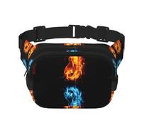 Ice and Fire Boxe Unisexe Taille Réglable Carré Double Couche Ceinture Pack pour Activités de Plein Air Voyage Course Randonnée, Noir , Taille unique