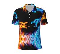 Ice and Fire Dragons Polo à manches courtes pour homme, Noir , XXL