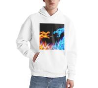 Ice And Fire Dragons Pull à capuche à manches longues pour homme avec poche pour un usage quotidien, blanc, 3XL