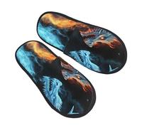 Ice and Fire Pantoufles en fourrure pour homme et femme - Pantoufles pelucheuses en mousse à mémoire de forme - Chaudes et confortables - Chaussures d'hiver pour la maison et l'extérieur - Taille M