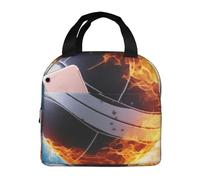 Ice and Fire Sac à déjeuner isotherme réutilisable et étanche avec poches latérales Motif ballon de volleyball pour homme et femme