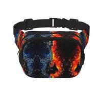 Ice and Fire Sac banane carré double couche pour course à pied, voyage, randonnée, Noir , Taille unique