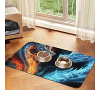 Ice and Fire Tapis de nourriture pour chien Motif dragons 30,5 x 45,7 cm - Antidérapant super absorbant - Passe au lave-vaisselle - Mignon tapis d'alimentation à séchage rapide pour chiens, chiots
