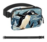 Ice and Snow Pingouin-1457 Sac banane pour homme et femme avec sangle réglable, sac banane tendance pour voyage, plein air, course à pied, randonnée, multicolore, multicolore, 1.5x9.0x5.9in/4x23x15cm