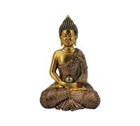 ICE ARMOR Statue de Bouddha dorée en rouge de 27,3 cm de haut, décoration de bureau, maison, salon, table, cadeau parfait pour une pendaison de crémaillère pour une nouvelle maison