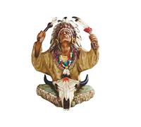 ICE ARMOR Statue de Chef Indien avec tête de Mort de Taureau de 25,4 cm de Haut, Figurine décorative pour Bureau, Maison, Salon, Table, Cadeau Parfait pour Pendaison de crémaillère