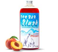 ICE Bär Slush Sirop sans AZO, flacon de 1 l, concentré pour slushy maker, machines à glace, 1:5 à 1:20 (pêche)
