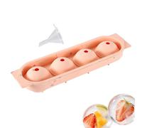 Ice Ball Maker, Silicone Ice Tray, 4 Cavity Mold, Easy Release Sphere Tray for Home Bar Party Apartment Office Cocktail Picnic Summer Drinks Wine Juice Use Bartenders Entertainers Guests System