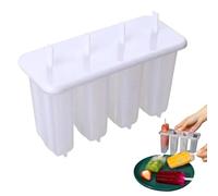 Ice Bar Mold - 4 Cavity Reusable Ice Pop Maker, Freezer Dessert Mold for Chocolate Candy Fruit Yogurt Gelatina Camping Kitchen Use Silicone Durable Design Random Color Packaging