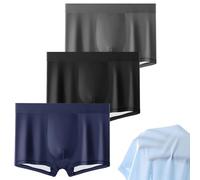 Ice Boxer Pro, sous-vêtement ultra confortable, en soie de qualité supérieure, respirant et à séchage rapide, dites adieu à la chaleur, Noir + gris + bleu A, 4XL grande taille taille courte