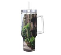 Ice Bully aUrban Tasse isotherme en acier inoxydable avec poignée et paille Motif jungle 1200 ml