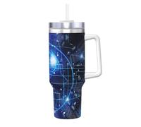 Ice Bully Tasse isotherme en acier inoxydable avec poignée et paille - Intelligence artificielle - Pour les voyages et le sport - 1,2 l