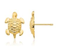 ICE CARATS Boucles d'oreilles à tige en or jaune 14 carats avec tortue et reptile, Silicone