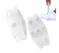 Ice Cleats - Thermoplastic Rubber 10 x 5,5 cm | 7-Tooth Traction Translucent Crampons | Flexible Snow Spikes Shoe Covers | For Hiking, Walking, Climbing, Fishing, Outdoor, Gardening, Commuting