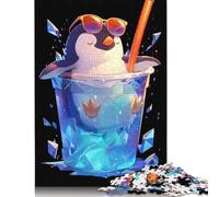 Ice Cold Penguin Drink Puzzles 1000 Pieces Cadeau Unique Jeu Éducatif Challenge Toy À De Qualité Supérieure Peinture Art pour Adultes Et Enfants 1000pcs (75x50cm)