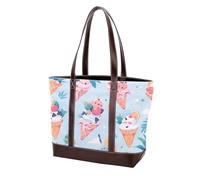 Ice Cream-874 Sac fourre-tout en cuir durable et toile pour femme avec poignée sur le dessus