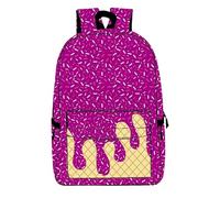 Ice Cream Backpack for Boys Girls, Ice Cream Drip Backpacks, Cute Large Capacity Daypack Lightweight with Side Pockets for Daily (purple red)