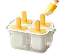 Ice Cream Mold - 4 Cavity Ice Pop Maker for Kids Families Summer Treats | Food Grade Silicone with Easy Release Non Stick Design, Drip Proof Tray for Freezer Homemade Dessert Snacks