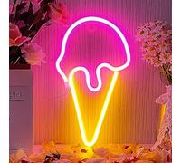 Ice Cream Neon Signs LED Neon Light Signs Crème Glacée Enseigne Lumineuse, Batterie ou USB Powered Neon Veilleuse Murale Décorative pour la Maison, la Fête d'anniversaire des Enfants