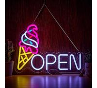 ICE-CREAM Open LED Neon Sign pour décor mural USB Lumière réglable Salon Bars Barbiers Pub Fête de mariage Salon Club Réunions Salle de jeu Homme Grotte Halloween Anniversaire Art Décor mural