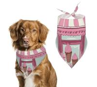 Ice Cream Store Bandana triangulaire lavable en polyester pour chiens et chats de taille moyenne et grande