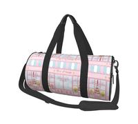 Ice Cream Store Sac de voyage rond en polyester avec bandoulière pour homme et femme, Noir , Taille unique
