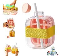 Ice Cube Bottle, 2-in-1 Ice Maker Ice Cube Tray & Water Bottle,Touch-Free Silicone Ices Cubes Making Bottles,Portable Water Bottle Ice Cube Tray With Straw and Lid,500/800ml Freezer Water Bottle Mold