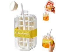 Ice Cube Bottle, 2 in 1 Touch-Free Ice Cube Tray Water Bottle, IceCube Making Bottles WaterBottle with Lid and Bin, Effortless Ice Release, Ideal for Coffee, Juice & All Beverages (White,800ml)