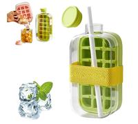Ice Cube Bottle, Cool Summer Ice Bottle Cup, Water Bottle Ice Cube Tray, 2 in 1 Touch-Free Ice Cube Tray Water Bottle with Lid and Bin (Green,800ml/28oz)