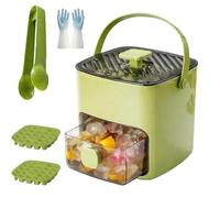 Ice Cube Maker With Storage - 48 Cubes at Once,2-In-1 Large Capacity Silicone Ice Cube Tray and Ice Storage Box Set,Includes Ice Scoop & Tong,Effortless Ice-Making,Just Press & Release (Green)