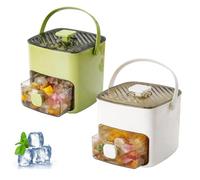 Ice Cube Maker With Storage - 48 Cubes at Once,2-In-1 Large Capacity Silicone Ice Cube Tray and Ice Storage Box Set,Includes Ice Scoop & Tong,Effortless Ice-Making,Just Press & Release (Green +White)