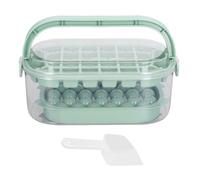 Ice Cube Trays with Lid and Bin | 2 Trays Make 54 Round/Square Ice Cubes | Flexible Silicone Ice Tray for Easy Release | Portable Storage for Drinks/Parties/Outdoors (Green)