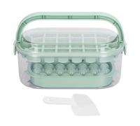 Ice Cube Trays with Lid and Bin | 54 Round & Square Ice Cubes in 1 Freeze | Easy Release Silicone Forms for Drinks/Cocktails/Parties | Food Grade, Leak - Proof Storage (Green (Soft Bottom Type))
