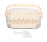 Ice Cube Trays with Lid and Bin | 54 Round & Square Ice Cubes in 1 Freeze | Easy Release Silicone Forms for Drinks/Cocktails/Parties | Food Grade, Leak - Proof Storage (Beige (Soft Bottom Type))
