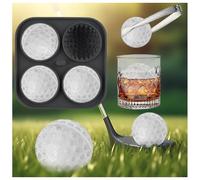 Ice Cubes - SilverChry Ball - Bac à glaçons 3D avec couvercle entonnoir - En silicone - Pour glace, whisky, cocktail, jus, crème glacée, bougie (1, gris, 4 golfs)