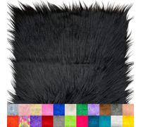 Ice Fabrics Carrés de tissu en fausse fourrure à poils longs prédécoupés pour costumes, vêtements, tapis, coussins, décorations et plus encore - Noir - 25,4 x 25,4 cm