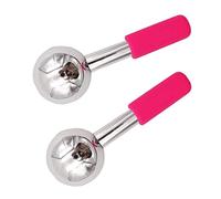 Ice Globes Facials Massager Rouleau de refroidissement cryogénique en acier inoxydable pour le visage, le cou et les yeux Cernes, poches, rides Soins de la peau (rose)