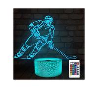 Ice Hockey 3D Lamp,Halo Bedside Illusion Night Light Laser Halo D 16 Colors Changing Remote Control Sport Fan, Personalized Bedroom Decor