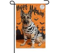 Ice Ink Happy Halloween Drapeau de jardin Berger allemand double face Extérieur Animal Automne Automne Petit Lin Yar