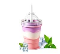 Ice Mold Bottle with Straw Foldable Ice Sphere Maker Cup